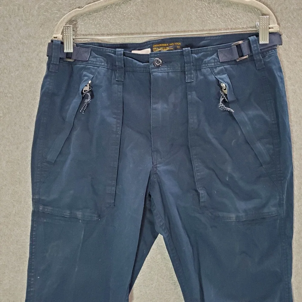 VINTAGE Abercrombie‎ & Fitch Men Pants 32x34 Blue Cargo Tactical Belted 90s